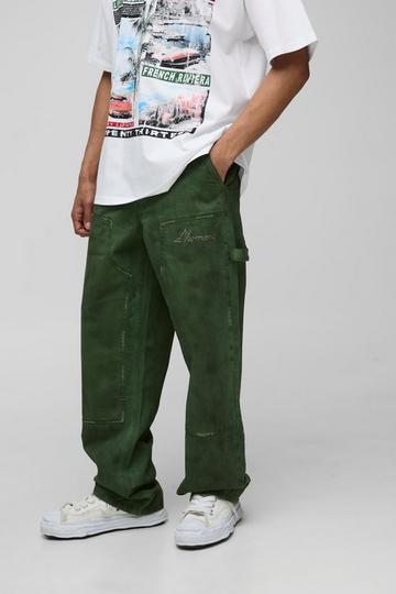 Relaxed Fit Vintage Overdye Carpenter Trousers green