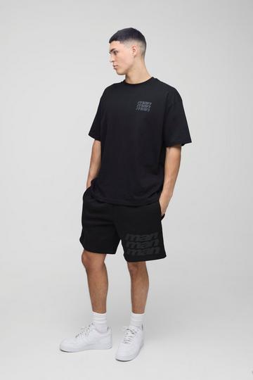 Oversized Man T-Shirt En Shorts Set black