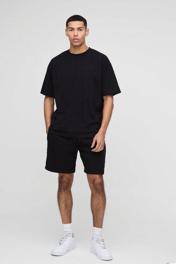 Oversized Man T-Shirt En Shorts Set black