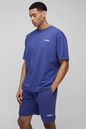 Oversized Man T-Shirt En Shorts Set cobalt