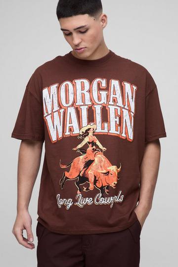 Oversized Morgan Wallen Western License T-Shirt chocolate