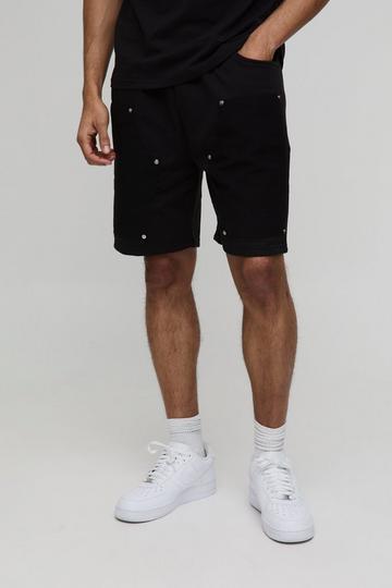 Black Relaxed Carpenter Shorts