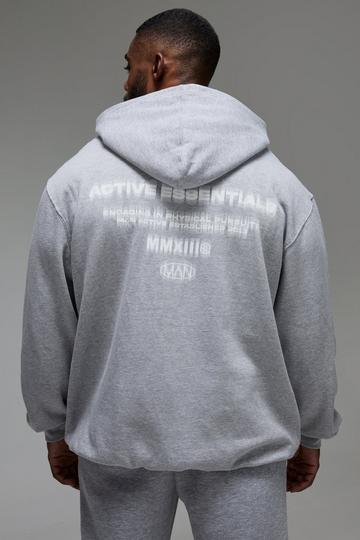 Man Active Essentials Blurred Oversized Hoodie grey marl