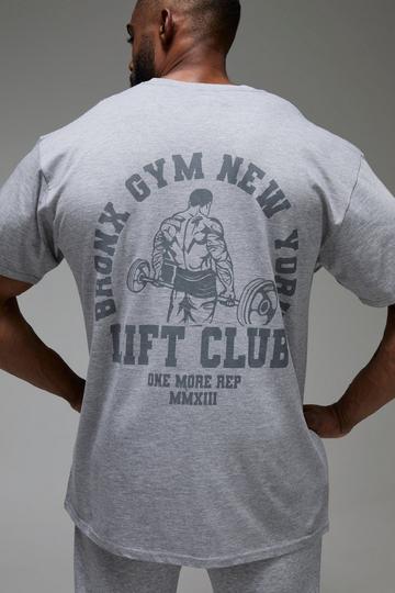 Man Active Oversized Bronx Gym New York Lift Club T-shirt grey marl