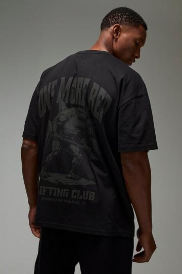 Man Active Oversized One More Rep Shark T-Shirt black