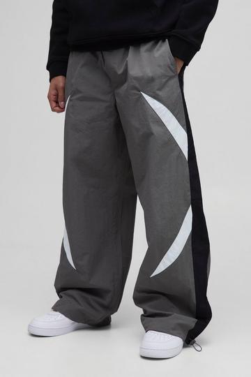 Elasticated Waist Parachute Side Stripe Pants grey