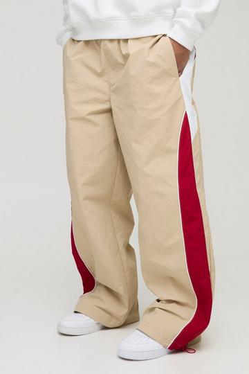 Ecru White Elasticated Waist Parachute Side Stripe Pants