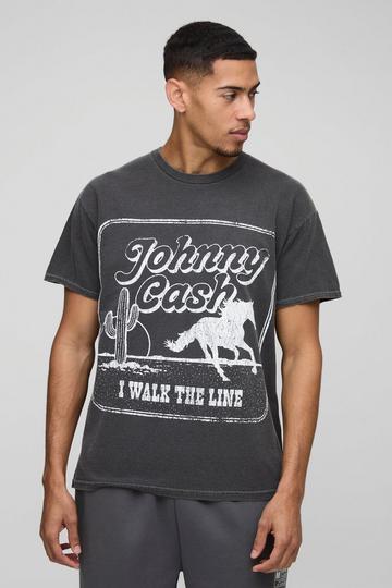 Johnny Cash Western License Washed T-Shirt charcoal