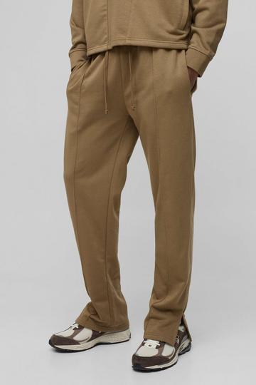 Regular Fit Tonal Embroidered Split Hem Jogger brown