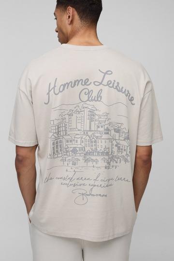 Oversized Homme Leisure Club T-Shirt stone