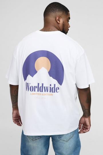 Plus Oversized Worldwide Landscape Print T-Shirt white