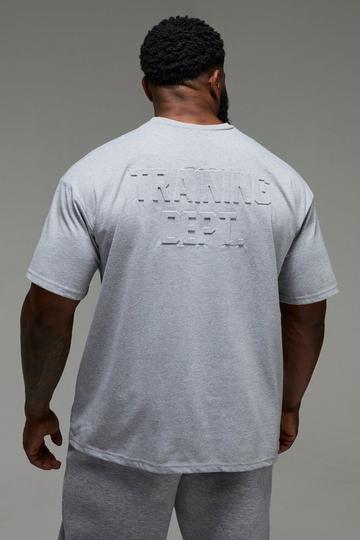 Man Active Training Dept Oversized Embossed T-shirt grey marl