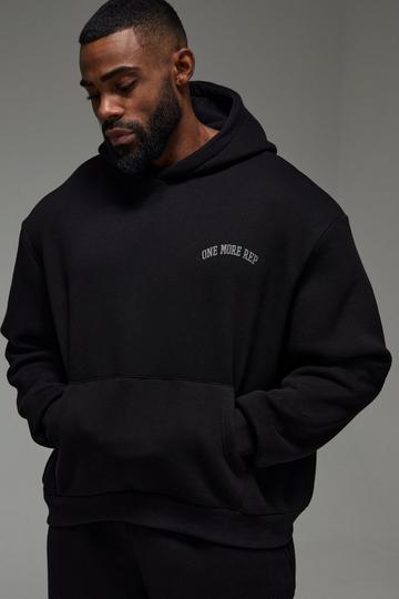 Man Active One More Rep Embossed Boxy Hoodie black