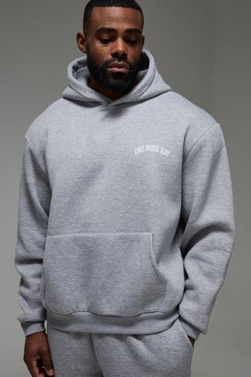 Man Active One More Rep Embossed Boxy Hoodie grey marl