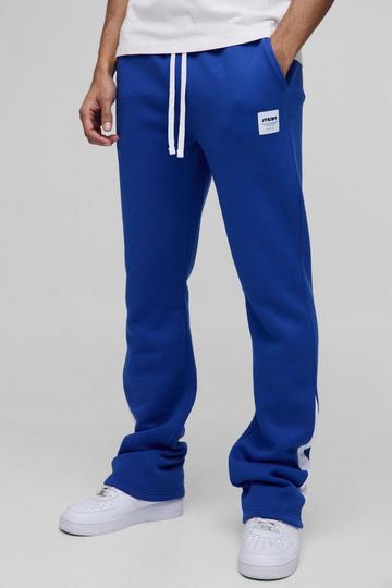 Slim Fit Flare Stacked Woven Tab Gusset Jogger cobalt