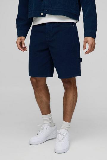 Baggy Marineblauwe Corduroy Shorts Met Tailleband navy