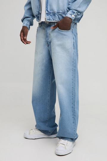 Brown Relaxed Fit Light Blue Washed Jeans