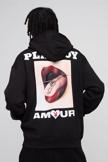 Black Oversized Playboy Amour License Hoodie