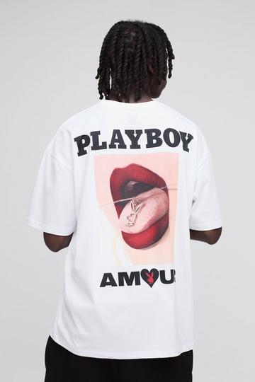 Oversized Playboy Amour License T-Shirt white