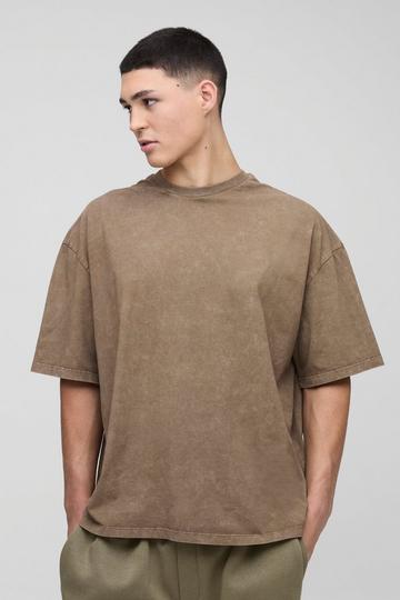 Oversized Boxy Vintage Wash T-Shirt chocolate