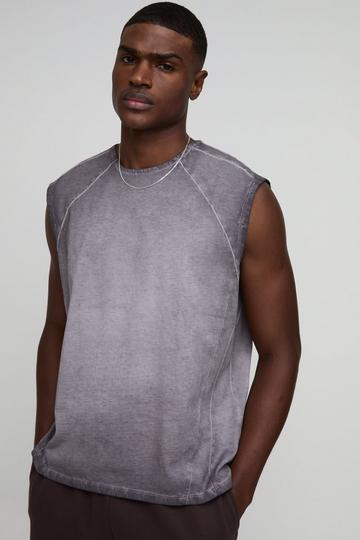 Oversized Acid Wash Gebleekte Tank Top Met Panelen charcoal