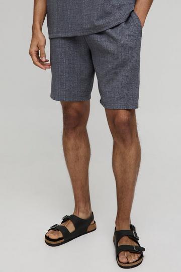 Relaxed Mid Length Textured Stripe Shorts charcoal