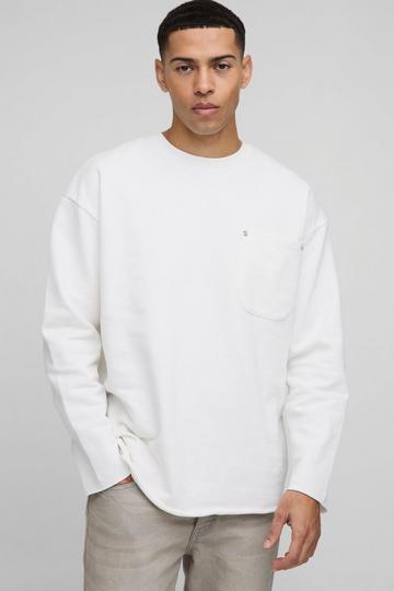 Oversized Carpenter Raw Edge Sweatshirt ecru