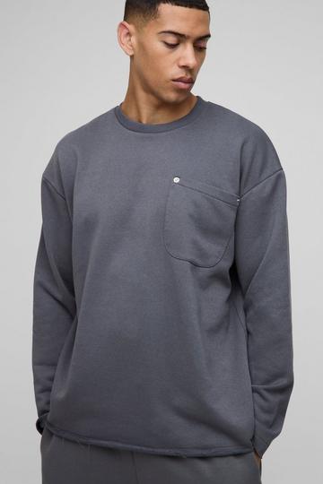 Oversized Carpenter Raw Edge Sweatshirt charcoal