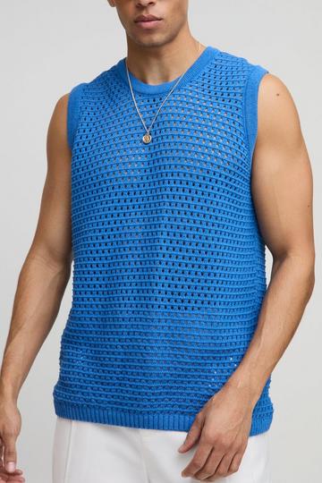 Gebreid Regular Fit Hemd Met Open Stiksels cobalt