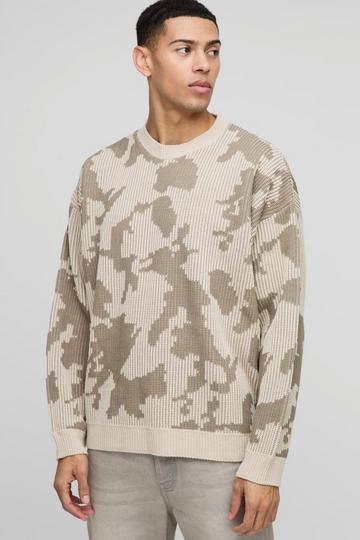 Oversized Camo Knitted Jumper ecru