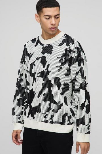 Oversized Camo Knitted Jumper grey