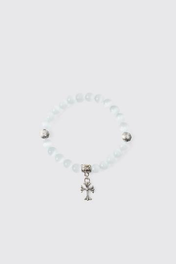 Parel Armband Met Kruis white