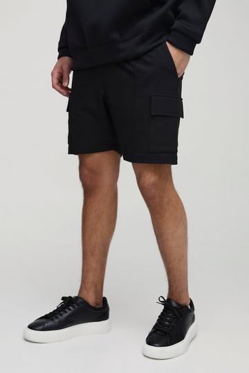 Slim Fit Tech Stretch Cargo Shorts Met Elastische Taille En Biezen black