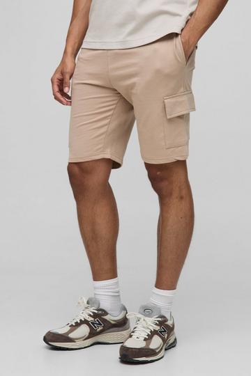 Basic Middellange Slim Fit Cargo Shorts mocha