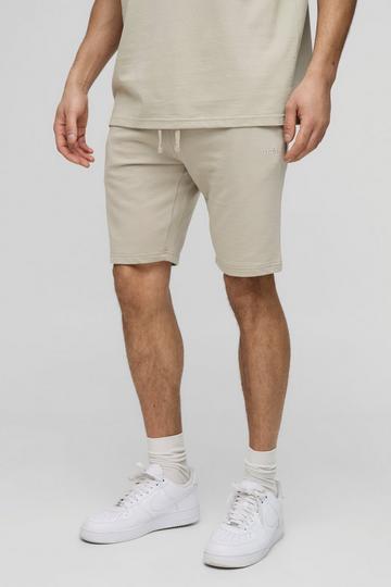 260GSM Loopback Basic MAN. Slim Fit Mid Length Shorts light khaki