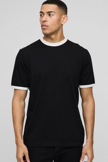 Regular Fit Ringer Crew Neck T-Shirt black