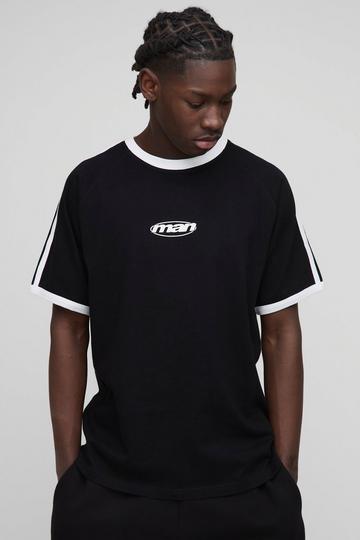 Regular Fit Man Raglan Sleeve Ringer T-Shirt black