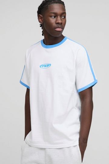 Man T-Shirt Met Raglan Mouwen En Contrasterende Zoom white
