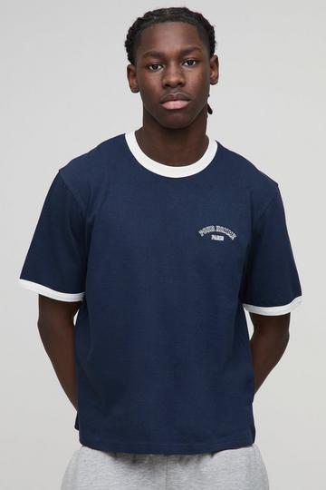 Boxy Fit Homme Ringer T-Shirt navy