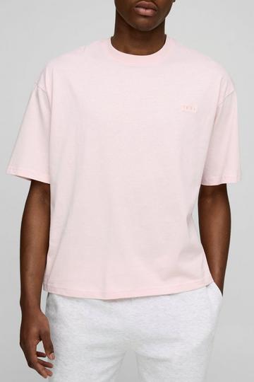 MENS. Oversized Boxy T-Shirt Met Crewneck light pink