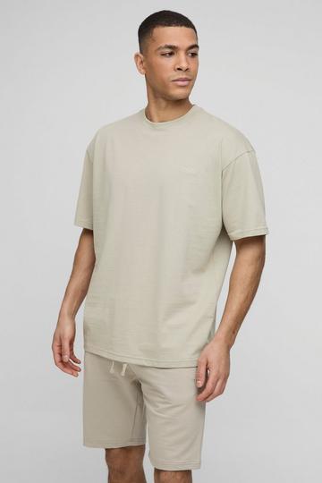 MENS. Oversized T-Shirt Met Crewneck light khaki