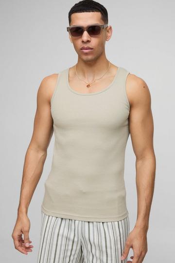 Basic Muscle Fit Vest light khaki