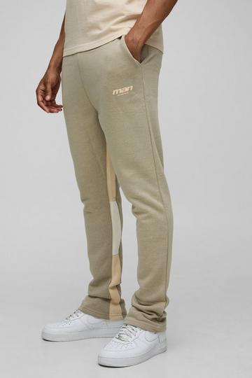 Man Slim Fit Color Block Joggingbroek stone