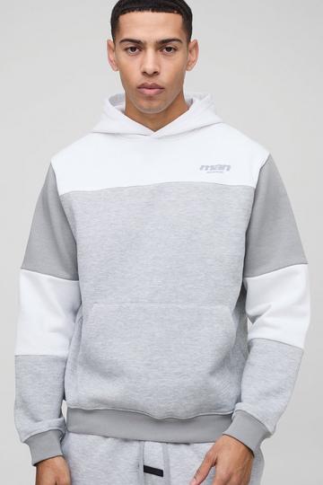 Regular Fit Man Colour Block Hoodie grey marl