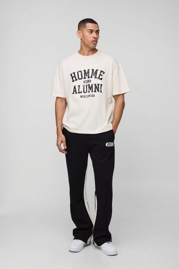 Oversized Homme T-Shirt En Lange Joggingbroek Set black