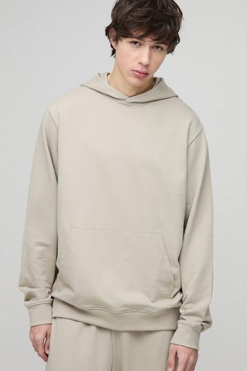 Tall 260GSM Loopback Regular Fit Basic Hoodie light khaki