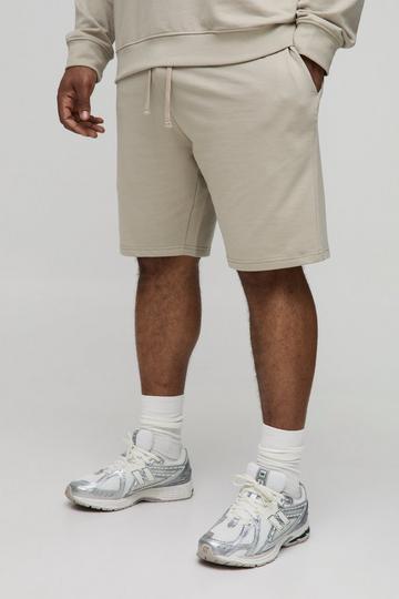 Plus 260GSM Loopback Slim Fit Basic Shorts light khaki