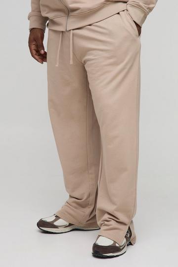 Plus 260GSM Loopback Regular Fit Split Hem Basic Joggers mocha