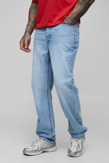 Light Brown Tall Straight Rigid Contrast Stitch Jeans