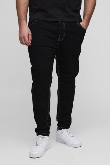 Plus Stretch Skinny Jeans Met Contrasterende Stiksels true black